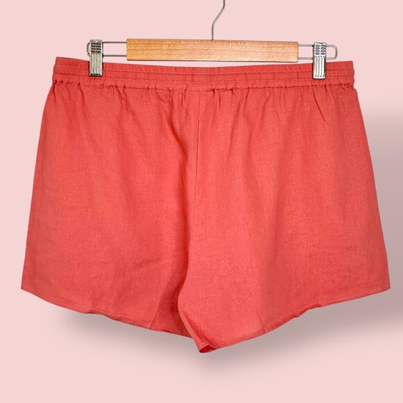 NEW Andie Swim‎ Graciosa Shorts Linen Blend Coral Tassel Tie Vacation Size Med - Picture 2 of 7